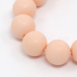 Perlas de concha redonda perlas esmeriladas hebras, peachpuff, 6mm, agujero: 1 mm, aproximamente 67 PC / hilos, 15.7 pulgada