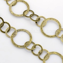 Handmade Brass Figaro Chains, Mother-Son Chains, Soldered, Size: mother chains: about 26mm in diameter, son chains: about 14mm in diameter.