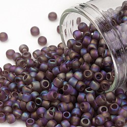 TOHO Round Seed Beads, Japanese Seed Beads, (166BF) Transparent AB Frost Medium Amethyst, 8/0, 3mm, Hole: 1mm, about 222pcs/10g