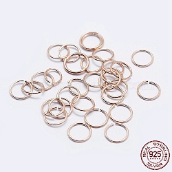 925 anello di salto aperto in argento sterling, anelli rotondi, oro roso, 21 gauge, 4x0.7mm, diametro interno: 2mm, circa 243pcs/10g