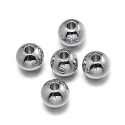 Messing Perlen, Bleifrei und Nickel frei und Cadmiumfrei, solide Runde, Echt platiniert, 4 mm, Bohrung: 1.5~2 mm