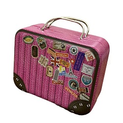 Mini-Koffer aus Eisen, Miniatur-Vintage-Gepäck, Puppenhausdekorationen, Rechteck, Fuchsie, 75x55x35 mm