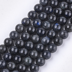 Labradorita negro natural cuentas hebras, Grado A, redondo, 8mm, agujero: 1 mm, aproximamente 45~48 pcs / cadena, 15.3 pulgada