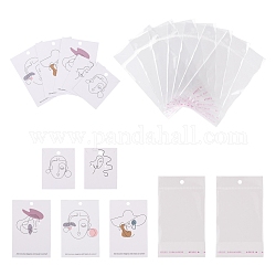 Tarjetas de la exhibición de la joya de cartón, Para colgar la pantalla del pendiente, rectángulo con patrón de mujeres, Patrón de las mujeres, tarjetas de visualización: 100pcs / box
