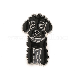 Pasador de perro esmaltado con embragues de mariposa de latón, insignia de aleación para ropa de mochila, patrón de caniche, 27.5x16.5x10mm, pin: 1.1 mm