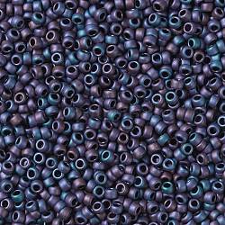 Toho perles de rocaille rondes, Perles de rocaille japonais, (705) couleur mate bleu iris givré, 15/0, 1.5mm, Trou: 0.7mm, environ 3000 pcs/10 g