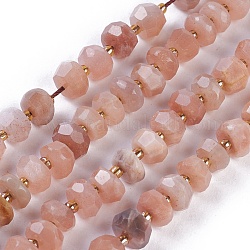 Natürliche sunstone Perlen Stränge, facettiert, Rondell, 7~9x4~6 mm, Bohrung: 0.8 mm, ca. 50 Stk. / Strang, 15.5 Zoll (39.5 cm)