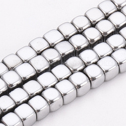 Chapelets de perles en hématite synthétique sans magnétiques, cube, platinée, 4x4x4mm, Trou: 2mm, Environ 105 pcs/chapelet, 15.7 pouce