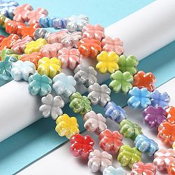 Chapelets de perles en porcelaine manuelle, porcelaine émaillée lumineux, trèfle, couleur mixte, 11.5x11.5x5.5mm, Trou: 2.3mm, Environ 26 pcs/chapelet, 11.61'' (29.5 cm)