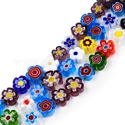 Chapelets de perle de millefiori en verre manuelles, patron de prune, colorées, 8~11x9~12.5x3.5~5mm, Trou: 1.2mm, Environ 43 pcs/chapelet, 15.83 pouce (40.2 cm)