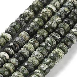 Brins de perles de jaspe en argent naturel, facette, rondelle, 5.5~6x3.5~4.5mm, Trou: 0.9mm, Environ 101 pcs/chapelet, 15.63'' (39.7 cm)