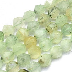 Chapelets de perles en préhnite naturelle, facette, ronde, 10~10.5x9.5mm, Trou: 1.2mm, Environ 38 pcs/chapelet, 14.96 pouce (38 cm)