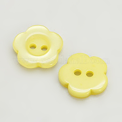 Boutons en résine, teinte, fleur, jaune, 11x2.4mm, trou: 1.6~1.8 mm, environ 1000 PCs / sachet 