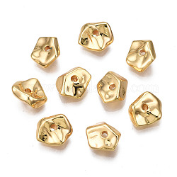 Perline in ottone, cadmio & nichel &piombo libero, imitazione di scheggiatura di pietra, vero placcato oro 18k, 9x7.5x3.5mm, Foro: 1.2 mm