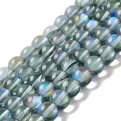 Synthetische Mondstein Perlen Stränge, Runde, Schieferblau, 8 mm, Bohrung: 1 mm, ca. 48 Stk. / Strang, 14.57''~15.35'' (37~39 cm)