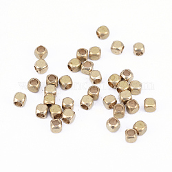 Brass Spacer Beads, Nickel Free, Cube, Raw(Unplated), 2x2mm, Hole: 1.3mm