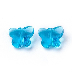 Perles en verre transparentes, facette, papillon, bleu profond du ciel, 12x15x8mm, Trou: 1.5mm