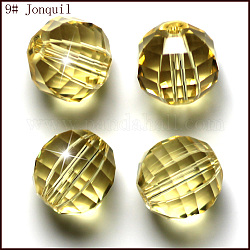 Perles d'imitation cristal autrichien, grade AAA, facette, ronde, kaki clair, 10mm, Trou: 0.9~1mm