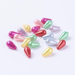 ABS Kunststoff Nachahmung Perle, Träne, Mischfarbe, 10x6 mm, Bohrung: 1 mm