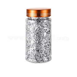 UVジェルネイルアートアルミホイルチップ  ネイルアートキラキラ装飾  銀  ボトル：105x50mm  約2 G /ボトル