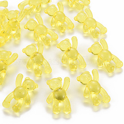 Abalorios de acrílico transparentes, oso, amarillo, 37x28x13mm, agujero: 2.5 mm, aproximamente 133 unidades / 500 g