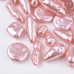 ABS Plastic Imitation Pearl Beads, Mixed Shape, Pink, 10~27x7~18x5~15mm, Hole: 1.2~1.8mm