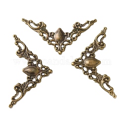 Connecteurs de filigrane en fer, embellissements en métal gravé, forme d'angle avec fleur, bronze antique, 31x56.5x1.5mm