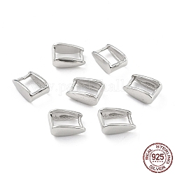 Rhodium Plated 925 Sterling Silver Ice Pick Pinch Bails, Rectangle, Platinum, 10x7x4mm, Inner Diameter: 4x6mm, Pin: 0.8mm
