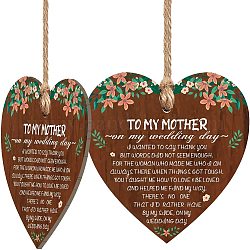 Herz mit Wort-Holz-Hängeplatte, Dekorationszubehör, Blumenmuster, 100x100 mm