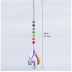 Chakra thème k9 cristal verre grand pendentif décorations, capteurs de soleil suspendus, larme, colorées, 37 cm
