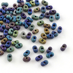 Mgb Matsuno Glasperlen, Erdnuss japanische Saatperlen, Farfalle-Schmetterlings-Perlen, matt vernickelt Glasperlen, in Blau Plattiert, 4x2x2 mm, Bohrung: 0.5 mm, ca. 600 cs / 20 g