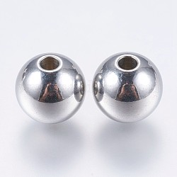 201 perline in acciaio inossidabile, round solido, colore acciaio inossidabile, 12mm, Foro: 3 mm