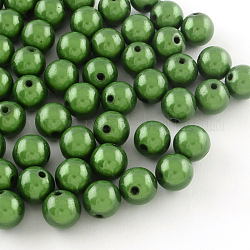 Spray Painted Acrylic Beads, Miracle Beads, Round, Bead in Bead, Green, 12mm, Hole: 2mm, about 560pcs/500g