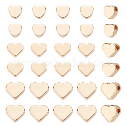 Arricraft 60 Stück Herzperlen, 3 Größen echte 14k vergoldete Messing-Herz-Abstandsperlen, europäische Liebesherz-Perlen, kleines Loch, lose Perlen für die Herstellung von Armbändern, Halsketten und Schmuck