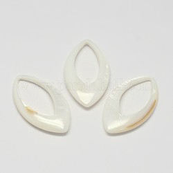 Horse Eye Natural Shell Pendants, Ivory, 39x22x5.5mm, Hole: 25x12mm