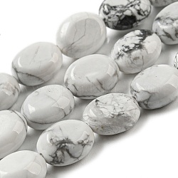 Natürliche Howlith Perlen Stränge, Flachoval, 10x8x5.5 mm, Bohrung: 0.8 mm, ca. 39 Stk. / Strang, 15.47'' (39.3 cm)