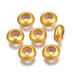 Gestell Legierung Perlen, cadmiumfrei und bleifrei, mit Gummi, Slider Stopper Perlen, Ring, mattgoldene Farbe, 8.5x4 mm, Bohrung: 2 mm