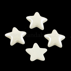 Perlierte plattierte undurchsichtige Glascabochons, Stern, weiß, 7.5x8x2 mm