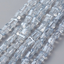 Abalorios de vidrio electroplate hebras, facetados, codiciaron perla plateado, semicírculo, azul claro, 6x5x4mm, agujero: 1 mm, aproximamente 99 pcs / cadena, 16.14 pulgada (41 cm)