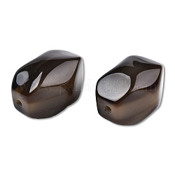 Perles en résine, pierre d'imitation, hexagone facettes, selle marron, 30x22.5x22.5mm, Trou: 2.7~3.1mm