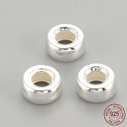 925 Sterling Silver Beads Spacers, Ring, Silver, 6x3mm, Hole: 2.5mm