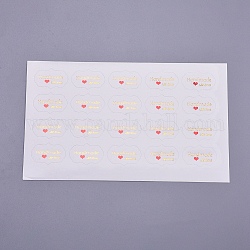 バレンタインデーのシールシール  ラベル貼付絵ステッカー  ギフト包装用  愛を込めて手作りという言葉の長方形  ホワイト  20x30mm