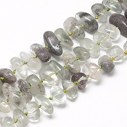 Chapelets de perles en cristal de quartz naturel, pierre roulée, pépites, 6~11x12~24x10~13mm, Trou: 1mm, Environ 30~35 pcs/chapelet, 16.3 pouce