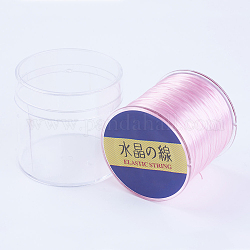 Cadena japonesa de cristal elástico plano, Hilo de cuentas elástico, para hacer la pulsera elástica, rosa, 0.8mm, 300 yardas / rodillo, 900 pie / rollo