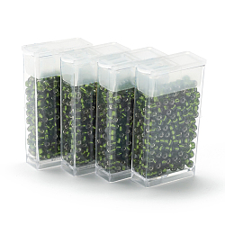 Perles de verre mgb matsuno, Perles de rocaille japonais, 6/0 argent perles de verre doublé rocailles de trous ronds de semences, vert olive, 3.5~4x3mm, trou: 1.2~1.5mm, environ 140pcs / box, Poids net: environ 10g / boîte