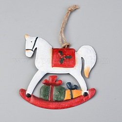 Ornamenti di ferro di cavallo di legno di natale, decorazioni pendenti dell'albero di Natale, per la decorazione della casa della festa di Natale, rosso, 165mm