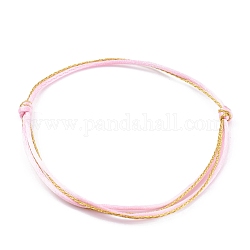 Регулируемый многожильный браслет из нейлоновой нити, с металлического корда, розовые, 0.2 см, внутренний диаметр: 2~3-3/4 дюйм (5~9.5 см)