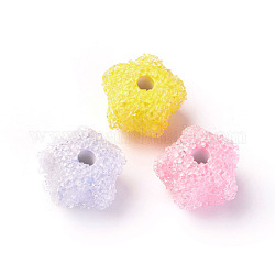 Perles en résine, avec strass cristal, style de nourriture de bonbons imitation, la moitié foré, étoiles du nord, couleur mixte, 17.5~18x17.5~18x13.5~14mm, Trou: 3.5mm