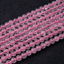 Natürlichen Rosenquarz Perlenstränge, Runde, rosa, 6 mm, Bohrung: 1 mm, ca. 65 Stk. / Strang, 15.7 Zoll