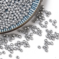 Perles de verre tchèques, ronde, couleur d'argent, 3mm, Trou: 0.8mm, environ 2630 pcs / sachet 